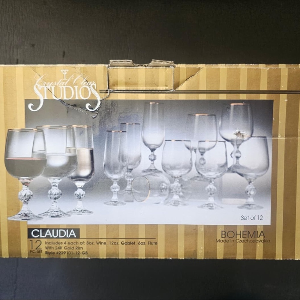 Crystal Clear | Claudia 24k Gold Rim Crystal Glasses